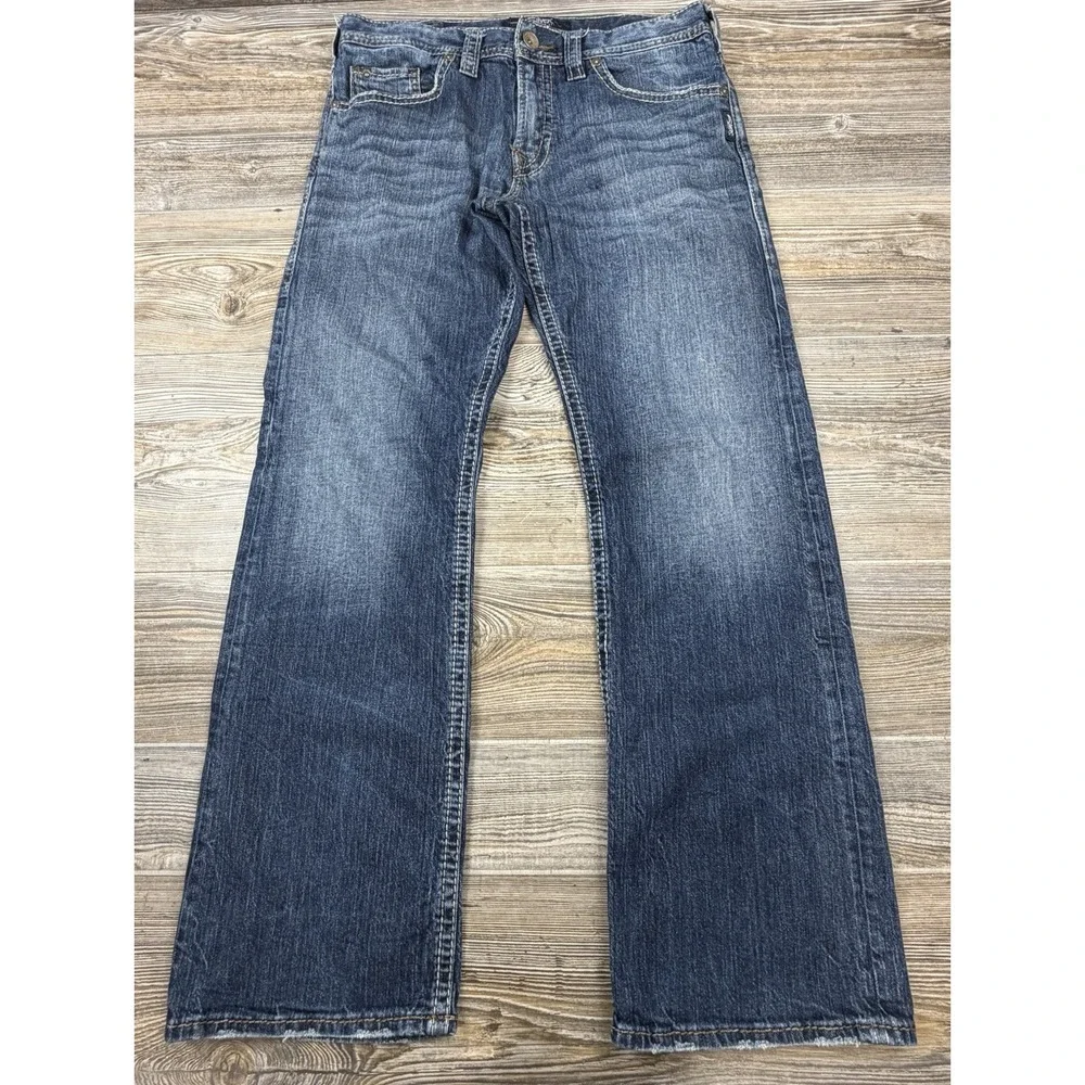 Silver Jeans Co Zac Jeans Mens 32x32 FITS 34x32 Straight Stretch Denim Blue
